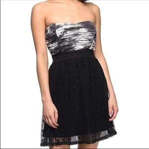 NWT Zumiez Luna Chix Tie Dye Black White Sleeveless Strapless Dress XS